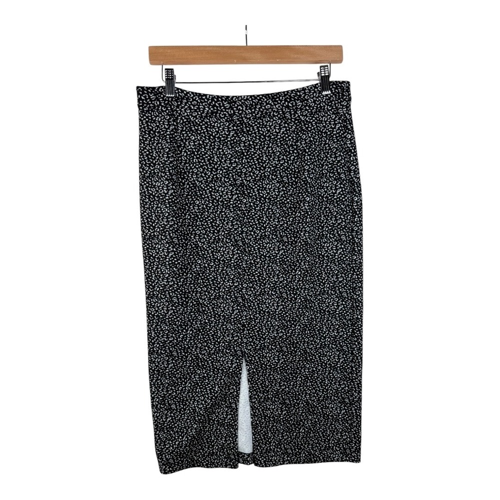 Banana Republic Animal Print Midi Skirt‎ size 12 Black/White